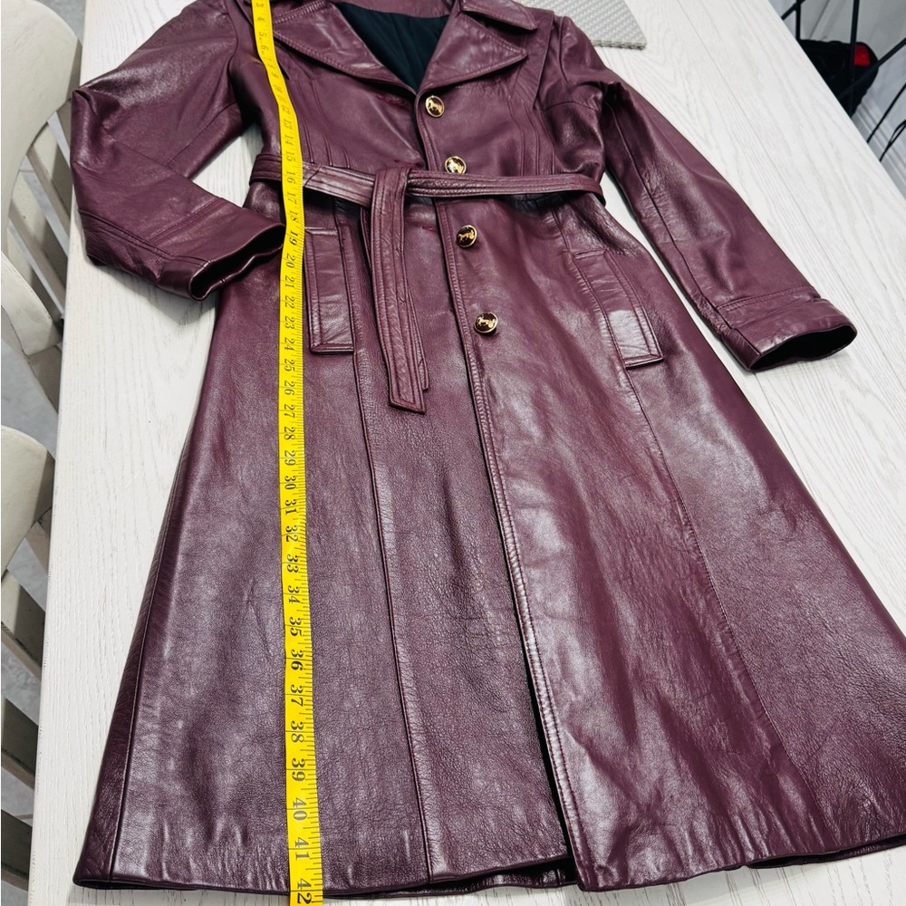 Women's Leather Trench Coat - Picture 12 of 16